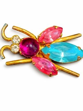 Vintage Coro Sterling Silver Insect Bug Brooch – Rhinestone Figural Pin